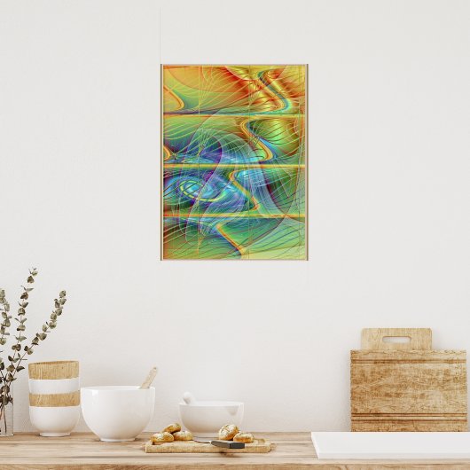 Poster Vague fractale dorée (Cuisine)