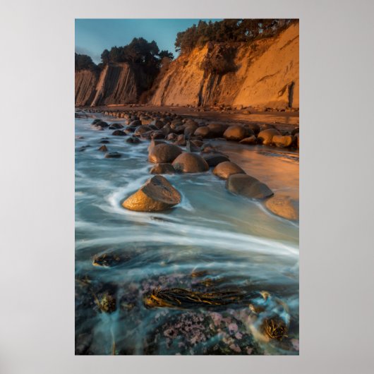 Poster Vague le long de la plage, Californie (Devant)