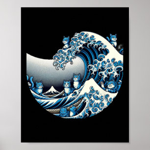 Poster Vague Mignonne De Chats Bleus Pour Kamala Drôle