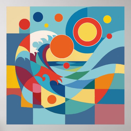 Poster Vague océane au lever du soleil (Devant)