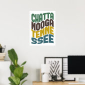 Poster Vague rétro Chattanooga Tennessee (Bureau à domicile)