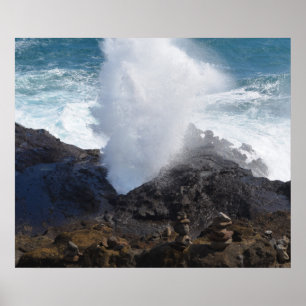 Poster Vague sur les rochers
