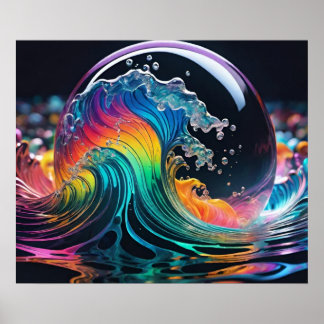 Poster Vague vibrante de plusieurs couleurs