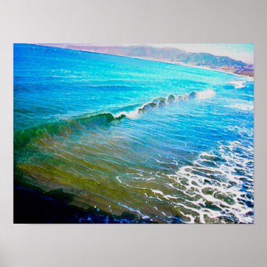 Poster Vagues à l'aquarelle (Devant)