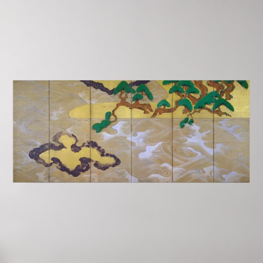 Poster Vagues à Matsushima (à droite), Tawaraya Sotatsu (Devant)