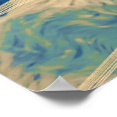 Poster Vagues Abstraites aux couleurs géométriques bleues (Coin)