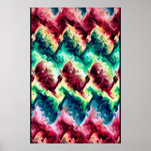 Poster Vagues Abstraites de couleur (Devant)