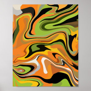 Poster Vagues Abstraites de couleurs d'automne