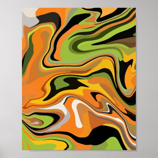 Poster Vagues Abstraites de couleurs d'automne (Devant)