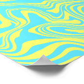 Poster Vagues Abstraites de torrents jaunes et bleus (Coin)