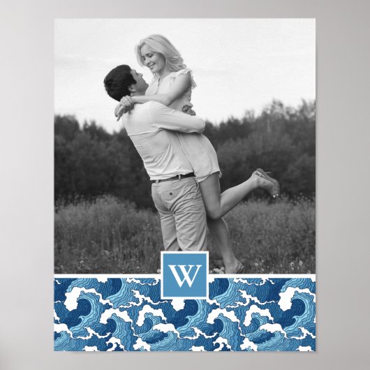 Poster Vagues Abstraites | Photo avec Monogram| Monogram (Devant)