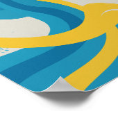 Poster Vagues Abstraites vives de Bleu et Jaune (Coin)