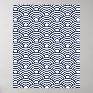 Poster Vagues antiques japonaises Seigaiha