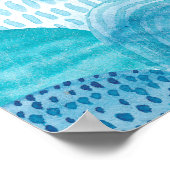 Poster Vagues, baleine, texture bleu enfantine (Coin)