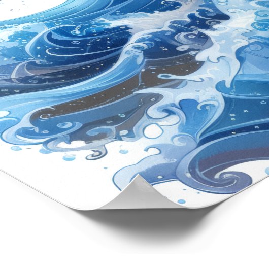 Poster Vagues bleues apaisantes sur l'affiche Arrière - p (Coin)