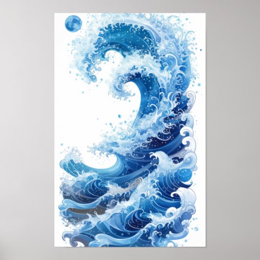 Poster Vagues bleues apaisantes sur l'affiche Arrière - p (Devant)