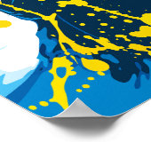 Poster Vagues bleues fluides avec éclaboussures de peintu (Coin)