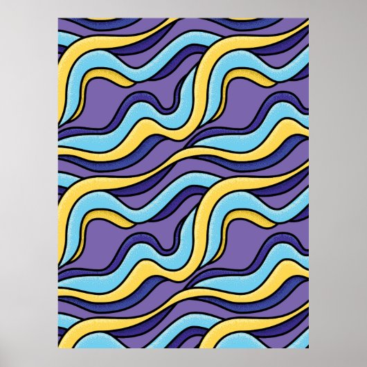 Poster Vagues colorées Motif Funky Retro moderne Abstrait (Devant)
