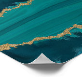 Poster Vagues d'agate sarcelle – Marbre abstrait avec or (Coin)