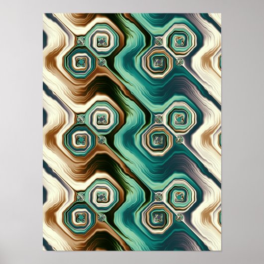 Poster Vagues d'agate sarcelle Motif abstrait (Devant)