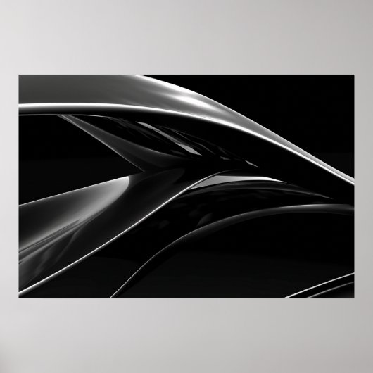 Poster Vagues dans Chrome abstrait noir & blanc photo (Devant)