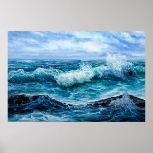 Poster Vagues dans l'océan. Impressionnisme moderne, mode (Devant)