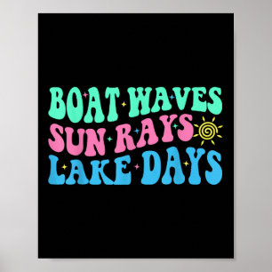 Poster Vagues de bateau Rayons de soleil Jours de lac Vac