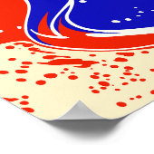 Poster Vagues de fluide abstraites en rouge et bleu (Coin)