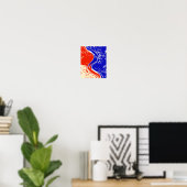 Poster Vagues de fluide abstraites en rouge et bleu (Bureau à domicile)