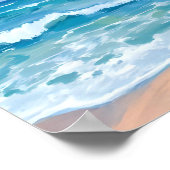Poster Vagues de l'océan bleu | Aquarelle de mer de plage (Coin)