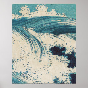 Poster Vagues de l'océan bleu Gravure sur bois japonaise