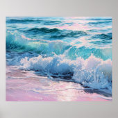 Poster Vagues de l'océan se brisant sur le rivage (Devant)