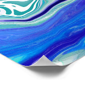 Poster Vagues de marbre bleu et Turquoise (Coin)