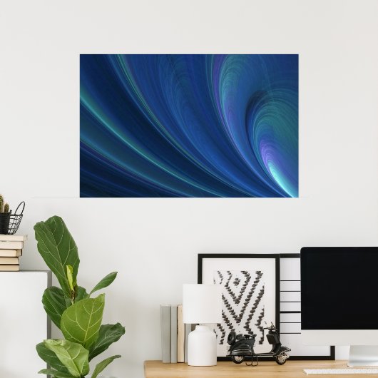 Poster Vagues De Sable Doux Bleu Et Vert (Bureau à domicile)