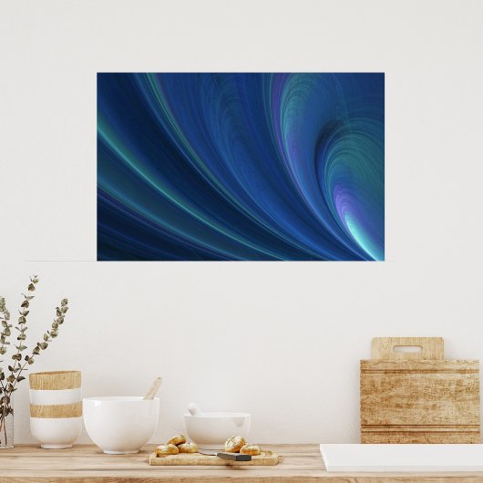 Poster Vagues De Sable Doux Bleu Et Vert (Cuisine)