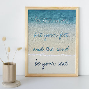 Poster Vagues de surf océaniques bleu turquoise inspirant