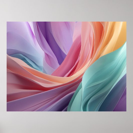 Poster Vagues de tissu pastel abstrait (Devant)