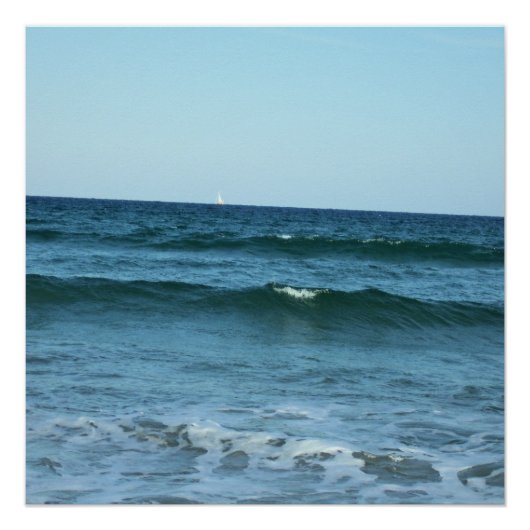 Poster Vagues d'océan bleu s'étirant vers l'horizon (Devant)
