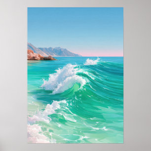 Poster Vagues d'océan turquoise