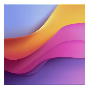 Poster Vagues dorées bleues en couches