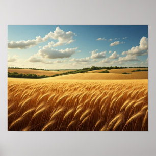 Poster Vagues dorées sous un ciel d'été