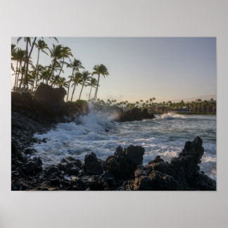 Poster Vagues du Pacifique Waikaloa à Hawaï