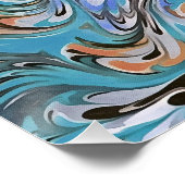 Poster Vagues en bleu acrylique pour l'art Abstrait (Coin)