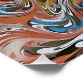 Poster Vagues en rouge et bleu acrylique pour l'art Abstr (Coin)