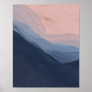 Poster Vagues En Texture - Bleu Profond & Beige