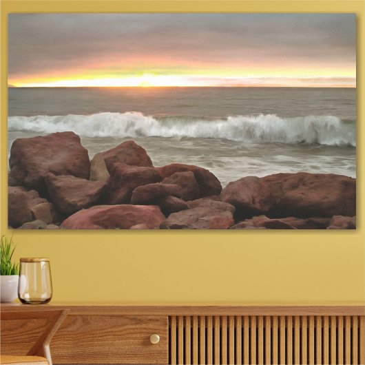Poster Vagues et boulders 0893 Art Imprimer