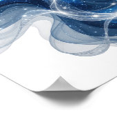 Poster Vagues et étoiles bleues argentées tendance Texte (Coin)