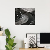 Poster Vagues fluides monochromes abstraites texturées (Bureau à domicile)