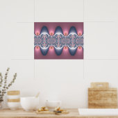 Poster Vagues fractales argent et rose (Cuisine)