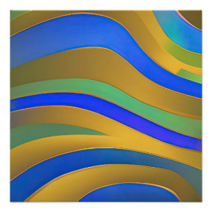 Poster Vagues fracturées du paysage marin Abstrait 25